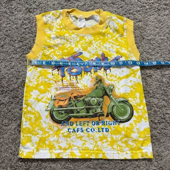Vintage Tie Dye Sleeveless Round Neck Graphic Tank Summer Casual Yellow Boys 5 - Picture 2 of 4